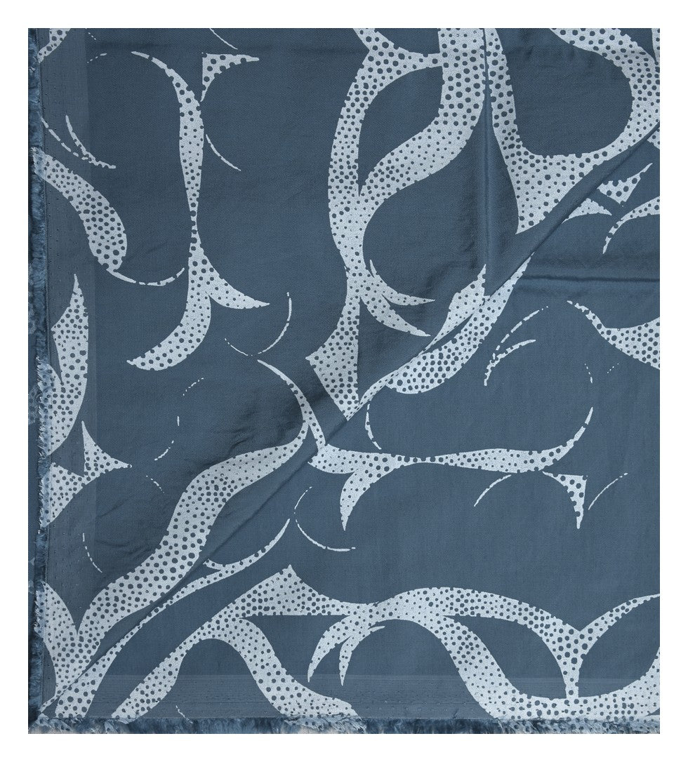J.Hampstead Viscose Blended Crushable Blue (Slate) Colour Printed Unstitched Shirt Fabric - 1.60 Meters / VV1098