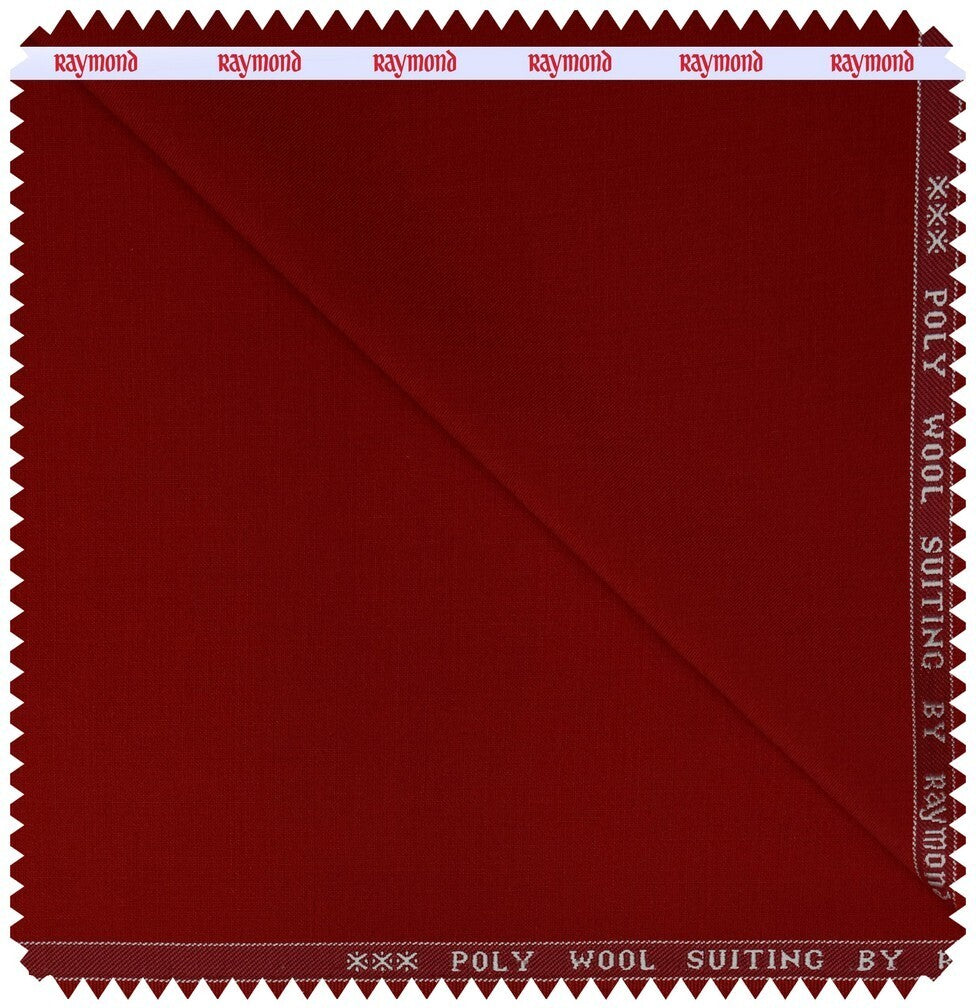 RAYMOND RED 45% WOOL BLENDED PLAIN UNSTITCHED SUIT FABRIC- 3.50 MTS / VV7286