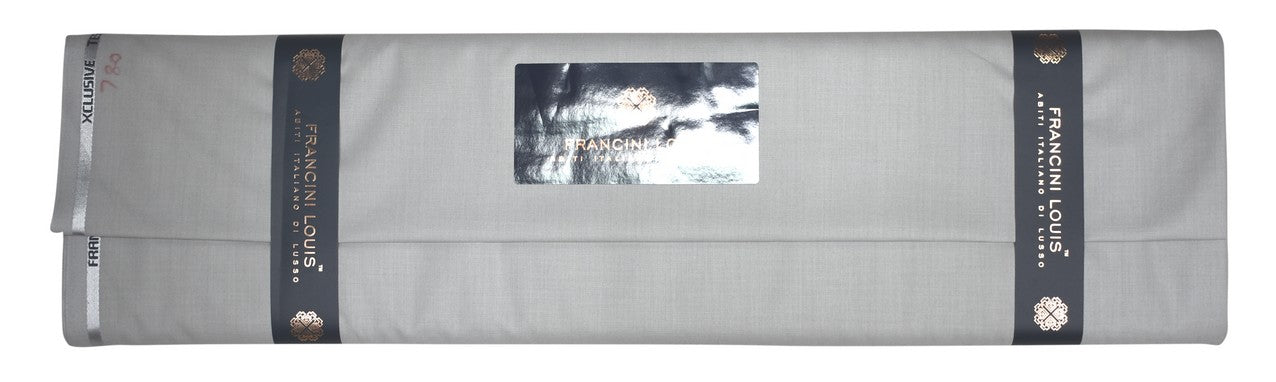 FRANCINI Luxury Italian Clothes with Wool Blend Silver coloured & Solid pattern Unstitched Trouser Fabric - 1.3 mts - MADE IN ITALY / VV2280