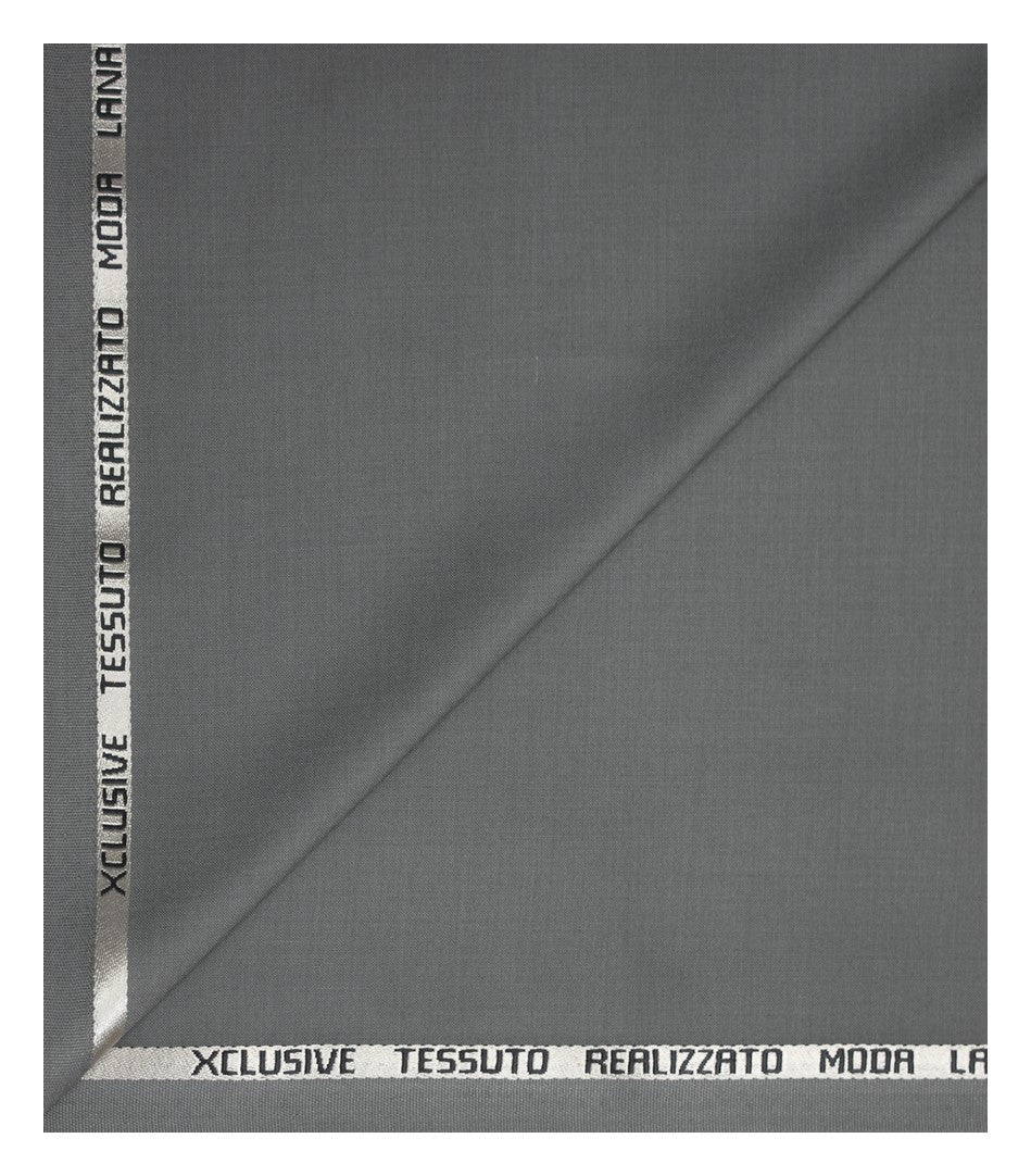 FRANCINI Luxury Italian Clothes with Wool Blend Sage (Grey) coloured & Solid pattern Unstitched Trouser Fabric - 1.3 mts - MADE IN ITALY / VV2282