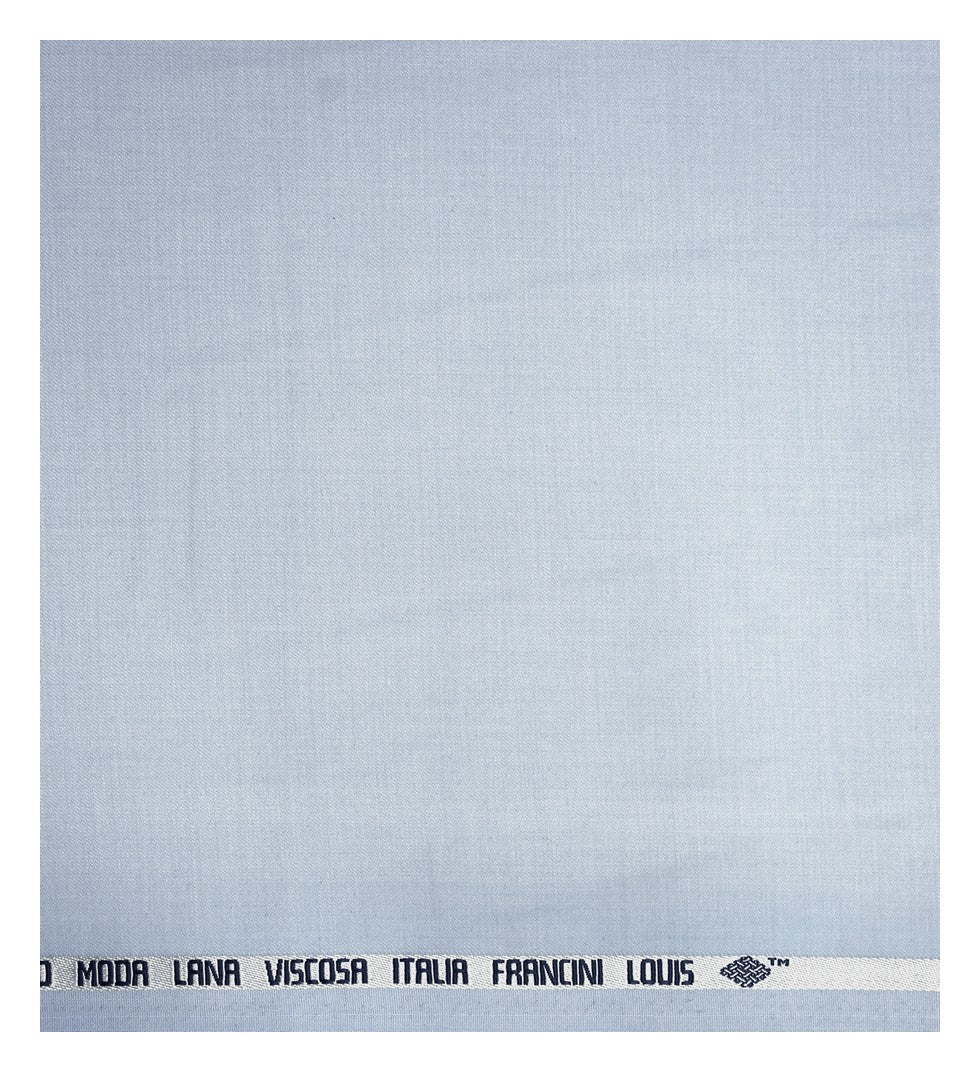 FRANCINI Luxury Italian Clothes with Wool Blend Baby Blue (Light Blue) coloured & Solid pattern Unstitched Trouser Fabric - 1.3 mts - MADE IN ITALY / VV2290
