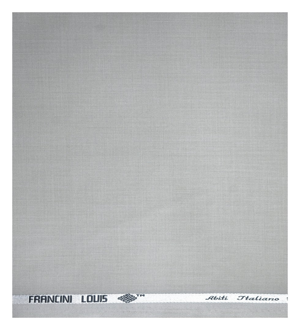 FRANCINI Luxury Italian Clothes with Wool Blend Silver coloured & Solid pattern Unstitched Trouser Fabric - 1.3 mts - MADE IN ITALY / VV2280