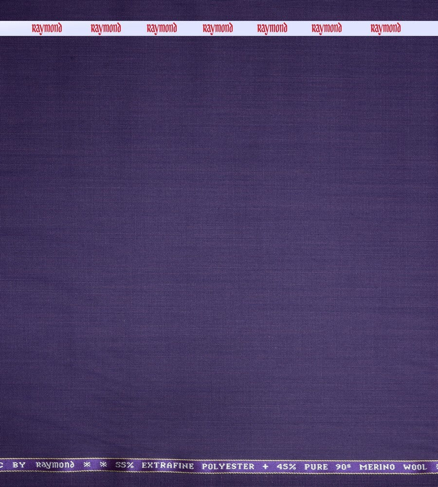 RAYMOND PENTA CLASSIC COLLECTION SUPER 90'S PURE MERINO WOOL PURPLE COLOURED PLAIN UNSTITCHED TROUSER FABRIC -1.3 METRES / VV6637