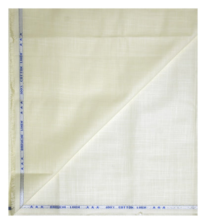 Weaves Empire 100% Linen Cotton with BATISTE Weaving Beige Colour Plain Unstitched Shirt Fabric - 1.6 mts / VV1014