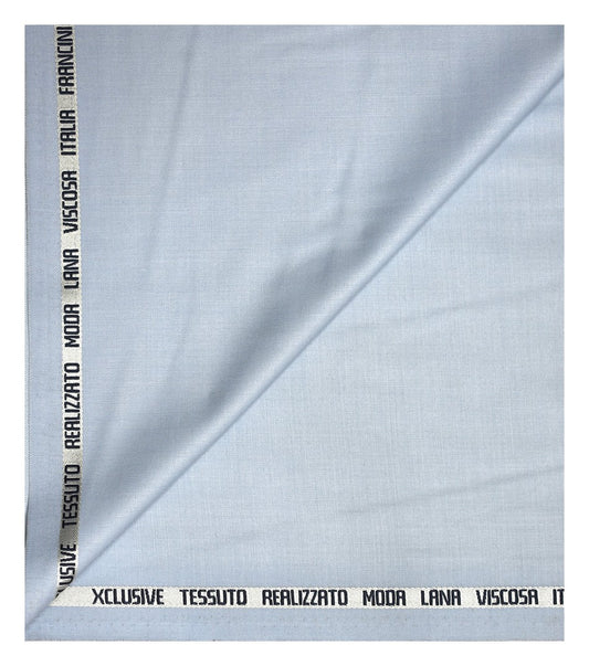 FRANCINI Luxury Italian Clothes with Wool Blend Baby Blue (Light Blue) coloured & Solid pattern Unstitched Trouser Fabric - 1.3 mts - MADE IN ITALY / VV2290