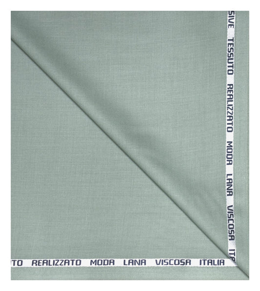 FRANCINI Luxury Italian Clothes with Wool Blend Celadon (Light Green) coloured & Solid pattern Unstitched Trouser Fabric - 1.3 mts - MADE IN ITALY / VV2276