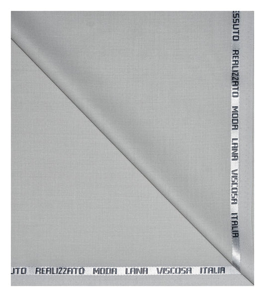 FRANCINI Luxury Italian Clothes with Wool Blend Silver coloured & Solid pattern Unstitched Trouser Fabric - 1.3 mts - MADE IN ITALY / VV2280