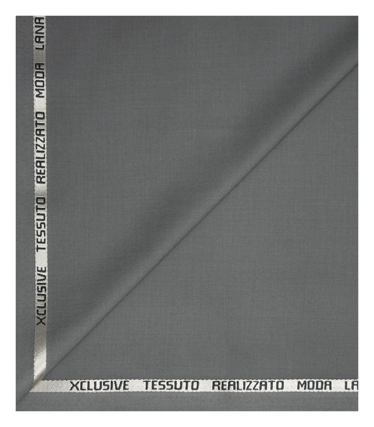 FRANCINI Luxury Italian Clothes with Wool Blend Sage (Grey) coloured & Solid pattern Unstitched Trouser Fabric - 1.3 mts - MADE IN ITALY / VV2282