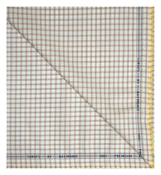 Raymond 100% Premium (Giza) Cotton Checkered Orange (Salmon) colour Unstitched Shirt Fabric - 1.60 mts / VV2243