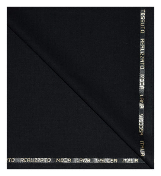 FRANCINI Luxury Italian Clothes with Wool Blend Black coloured & Solid pattern Unstitched Trouser Fabric - 1.25 mts - MADE IN ITALY / VV2278