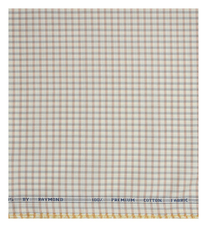 Raymond 100% Premium (Giza) Cotton Checkered Orange (Salmon) colour Unstitched Shirt Fabric - 1.60 mts / VV2243
