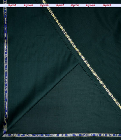 RAYMOND ADORN COLLECTION SUPER 90'S PURE MERINO WOOL GREEN COLOURED PLAIN UNSTITCHED TROUSER FABRIC -1.3 METRES / VV6644