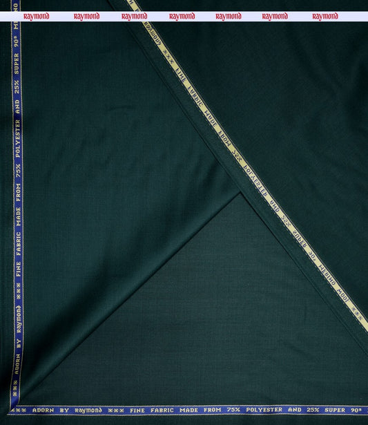 RAYMOND ADORN COLLECTION SUPER 90'S PURE MERINO WOOL GREEN COLOURED PLAIN UNSTITCHED TROUSER FABRIC -1.3 METRES / VV6644