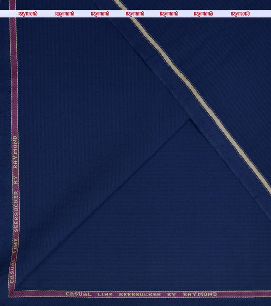 RAYMOND ROYAL BLUE COLOURED STRIPED COTTON WOOL BLENDED UNSTITCHED TROUSER FABRIC -1.3 METRES / VV6685